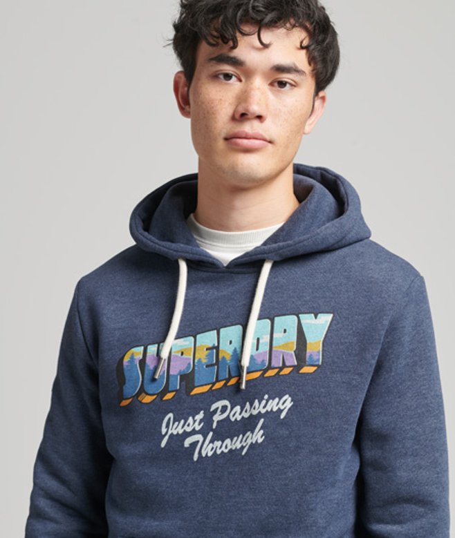 Superdry Vintage Travel Hoodie Blauw