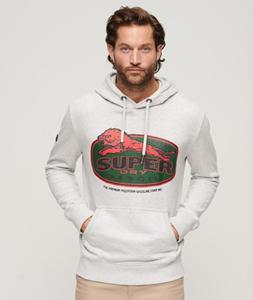 Superdry Workwear Hoodie met Logo en Print Lichtgrijs