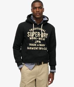 Superdry Workwear Hoodie met Flockprint Zwart