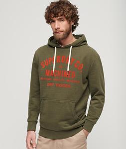 Superdry Workwear Hoodie met Flockprint Groen