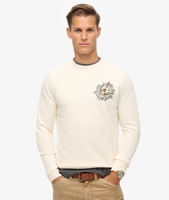 Superdry Tattoo Sweatshirt met Print Crème
