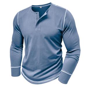 Bright Deer Heren Lange Mouwen Pullovers Henley Shirts Kleurblok T-shirts Herfst Winter Casual Kleding Warme Kleding Straat Vakantie Buiten Tops L