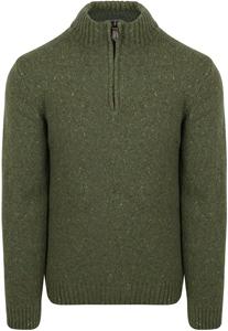Suitable Half Zip Trui Donnegal Tweed Eco Wool Groen