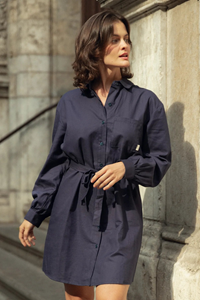 Clotsy Damen vegan Kleid Bonnie Marineblau