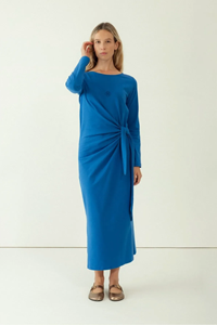 Clotsy Damen vegan Kleid Maxine Blau