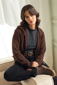 Clotsy Damen vegan Strickjacke Aina Braun