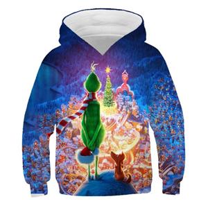 MINISO 2025 Kerst Grin-Chi Hoodie Kleding voor Kinderen Jongens Meisjes Mode Hoodie Lange Mouw Top Oversized Streetwear Vintage Jas met Capuchon 7-8 Years