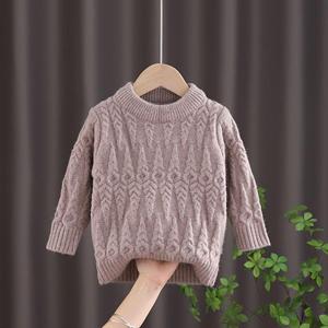 WTEMPO Kinderpullover Winterstijl Effen Kleur Jongens Basis Pullover Losgebreide Trui Ronde Hals 100 kameel