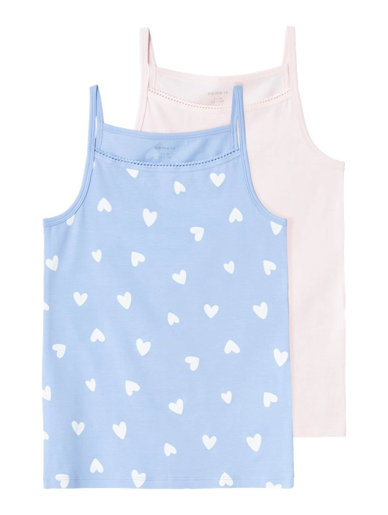 Name it 2-pak meisjes hemdjes - Serenity Heart - Katoenen kinder onderhemden