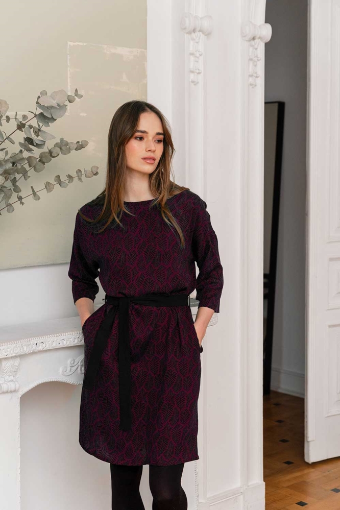 WiDDA Damen vegan Kleid Pura Floral Pattern Berry