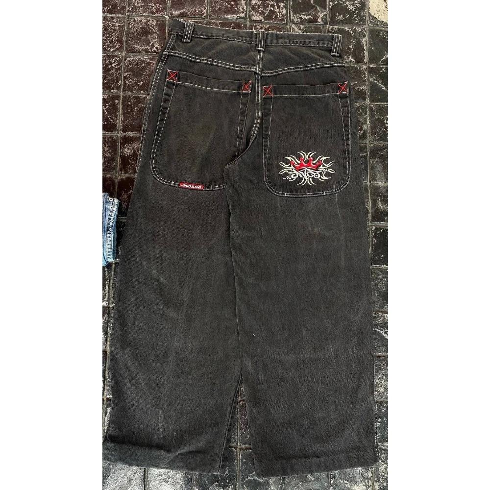 Tinicoo Geborduurde Baggy Jeans Y2K Kleding Mannen Vrouwen Harajuku Hip Hop Geborduurde Vintage Blauwe Baggy Jeans Lage Taille Wijde Pijpen S