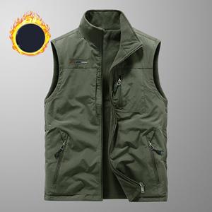Jianchi Mall AA Herfst/winter Plus fluwelen vest Outdoor sportvest voor mannen van middelbare leeftijd en oudere mannen Snel drogend multi-pocket vrijetijdsvest 6XL