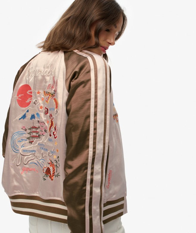 Superdry Geborduurd Suikajan Bomberjack Crème