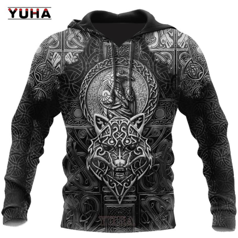 Xiao Xiang Sweatshirts 3D Print Vikings Klassieke Wolf heren Hoodies Jas Lente Herfst Mode Truien Hip Hop Punk Oversized Tops XXXL