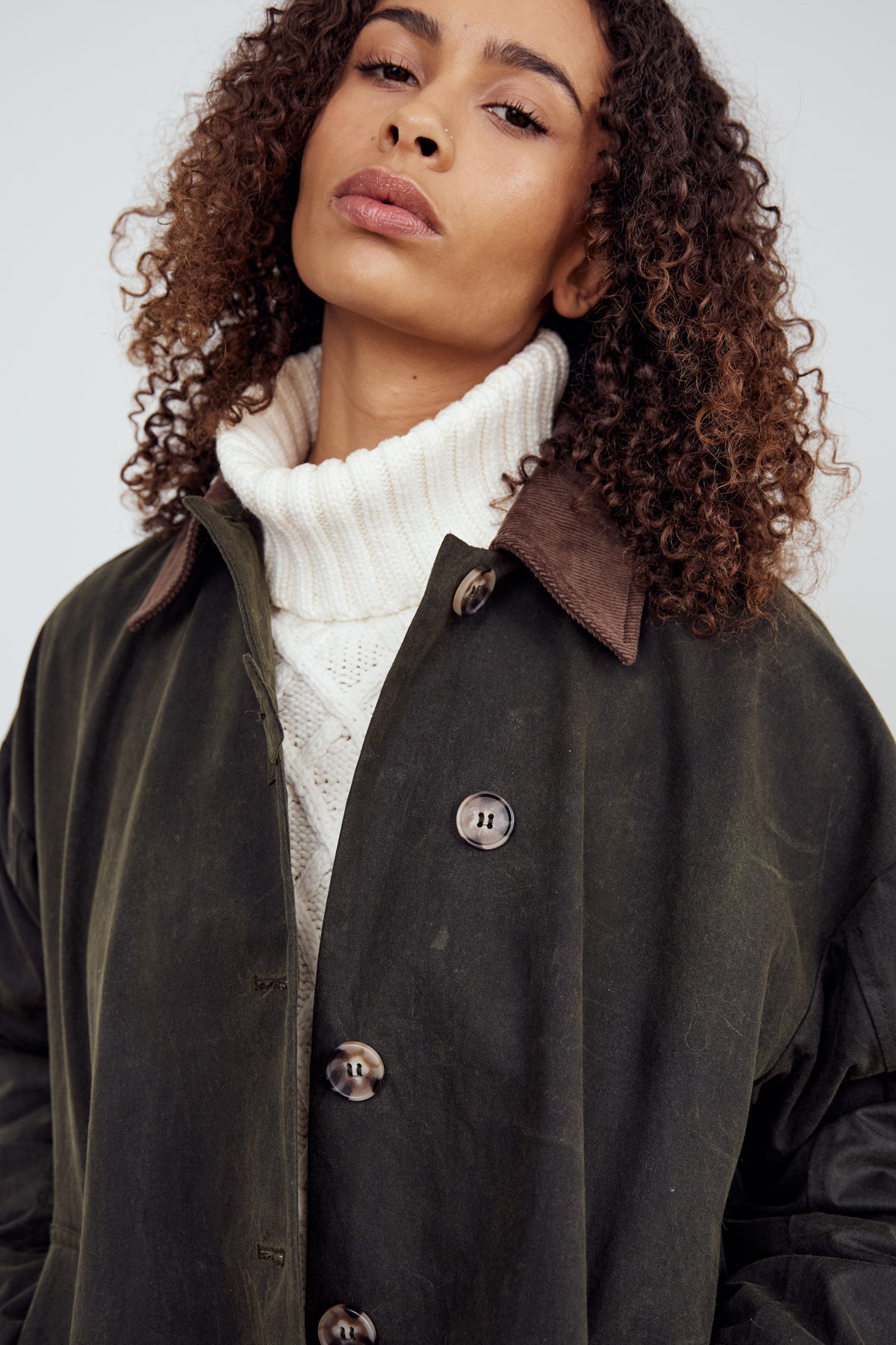 Noella Lupita Wax Jacket Military Green