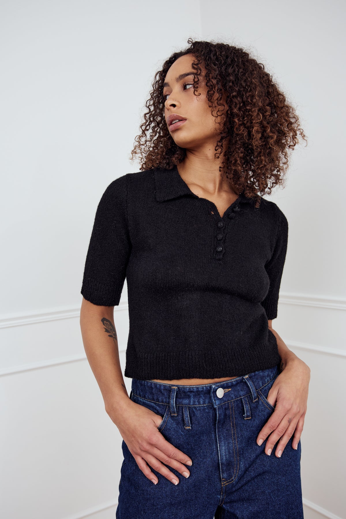 Noella Levona Knit Polo Black
