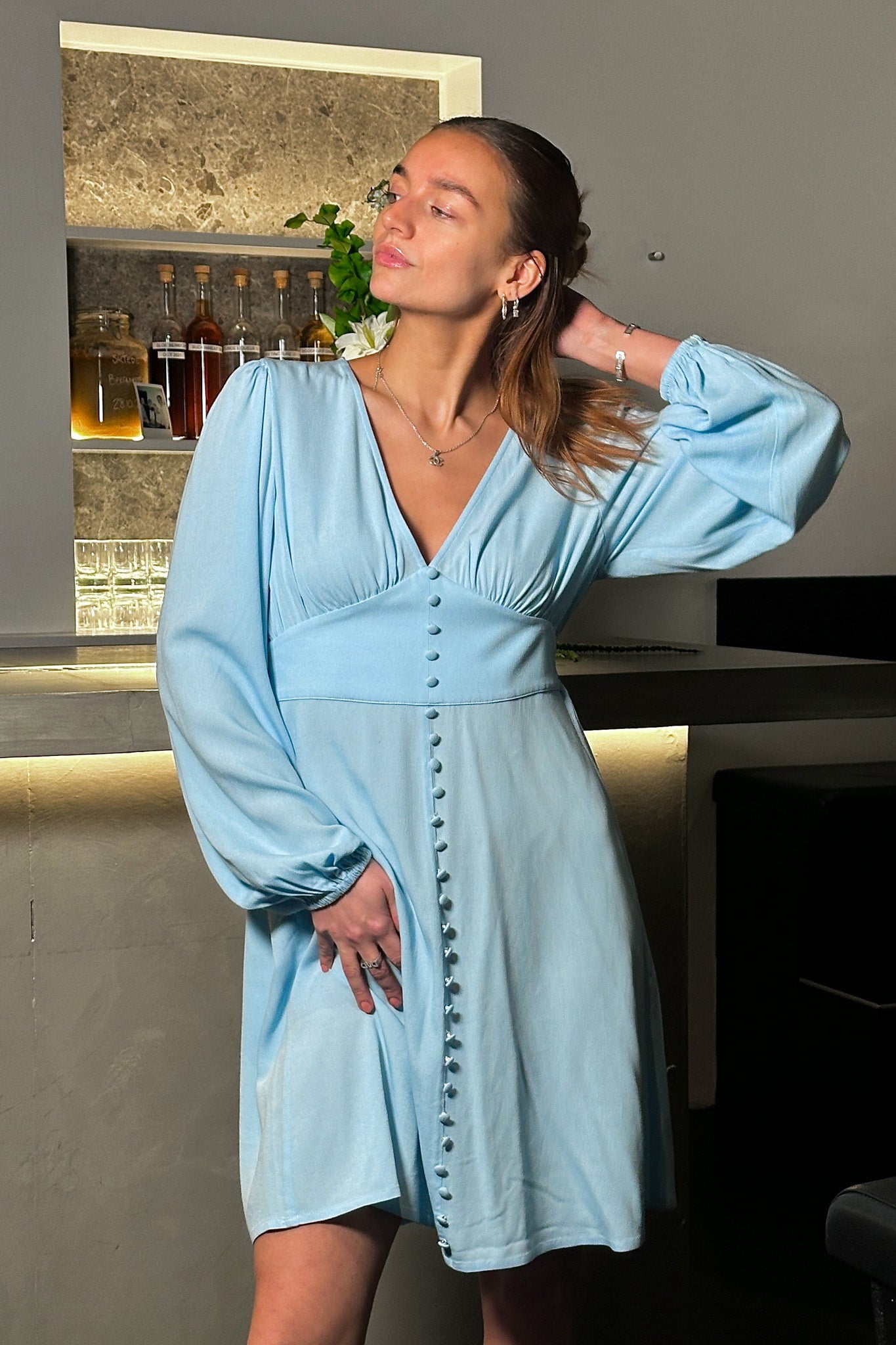 Noella Lilith Short Dress Light Blue