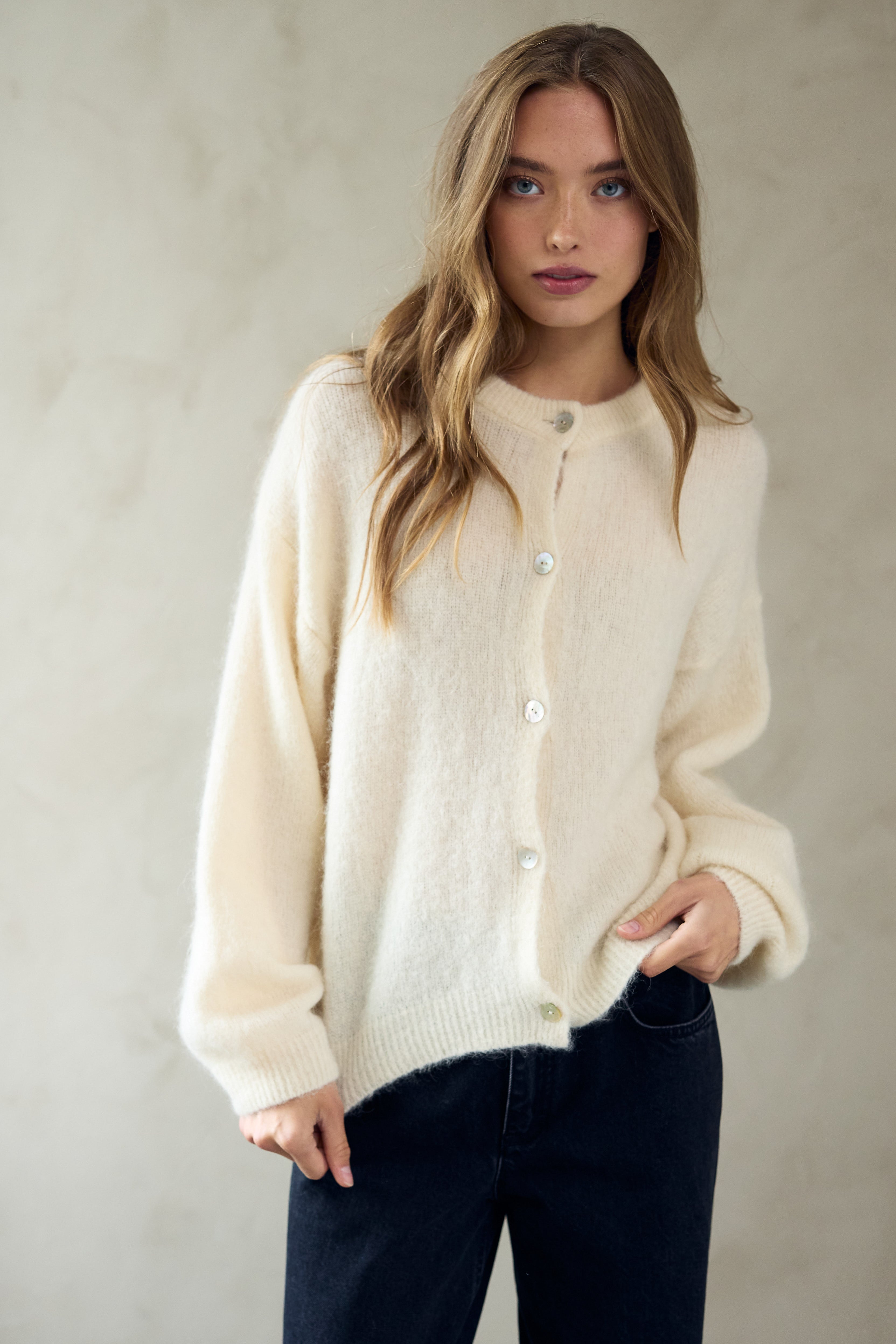 Noella Kae Knit Cardigan Oyster