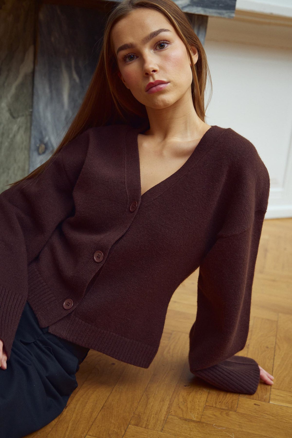 Noella Lenyx Knit Cardigan Chocolate