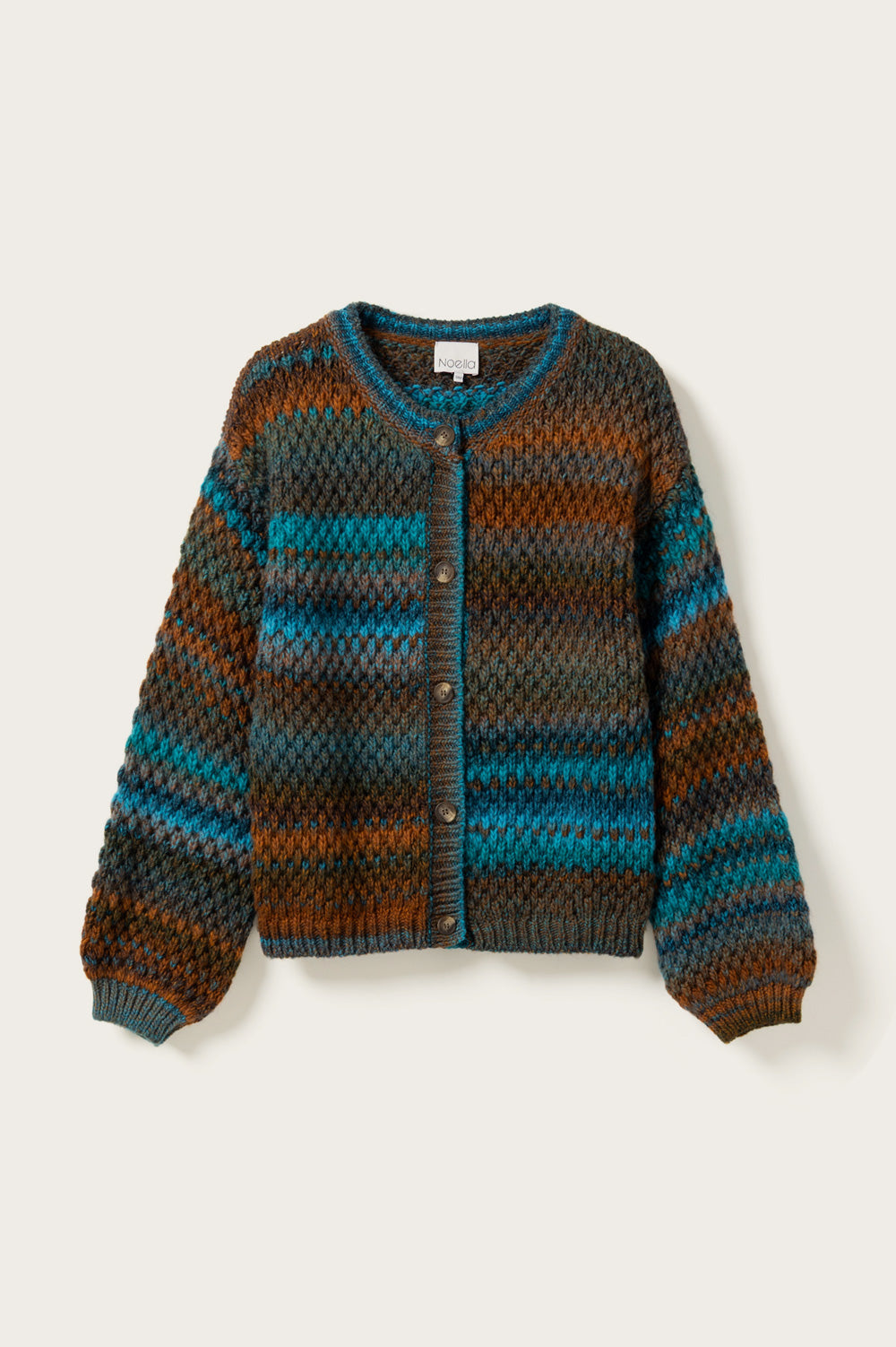Noella Kae Knit Cardigan Turqouise Brown Mix
