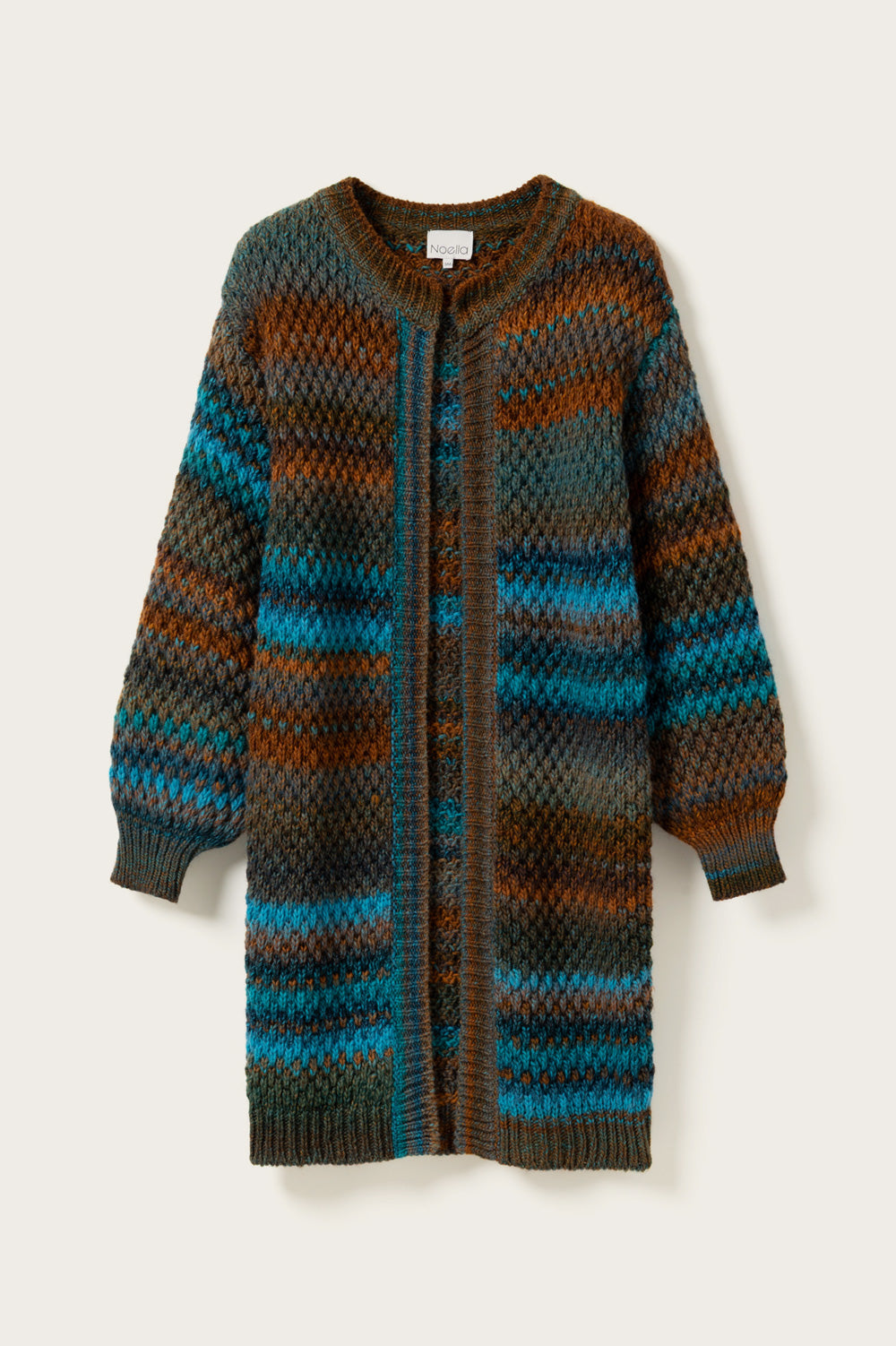 Noella Gio Knit Cardigan Turquoise Brown Mix