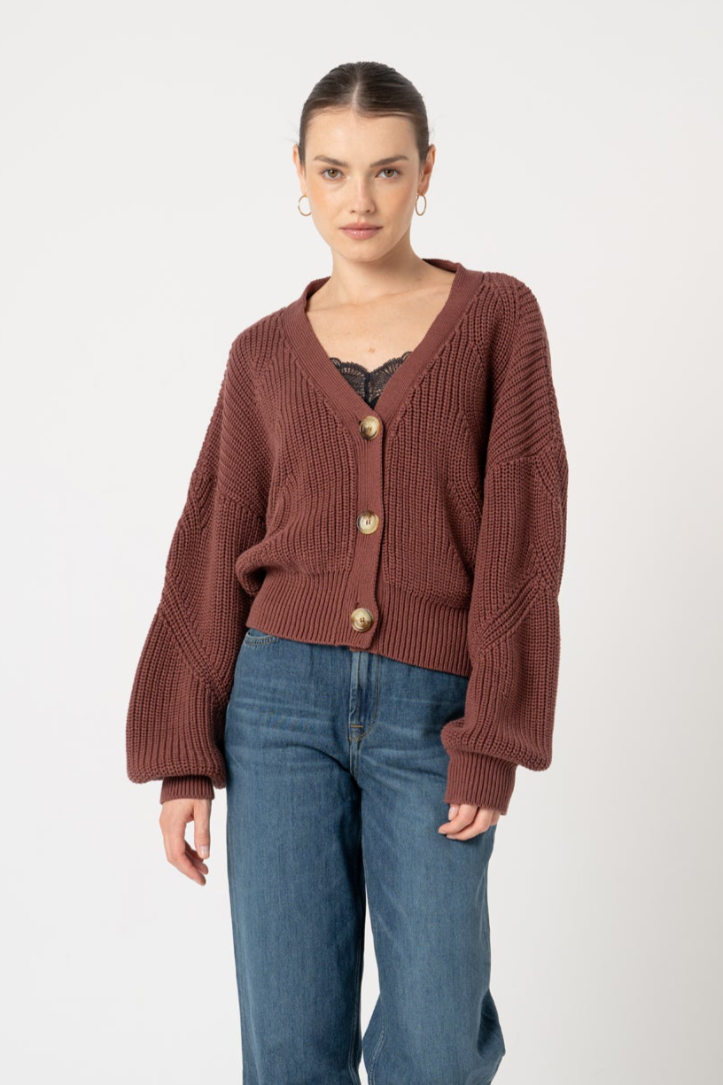 Lovjoi Damen vegan Strickjacke Antoinett Dark Maroon