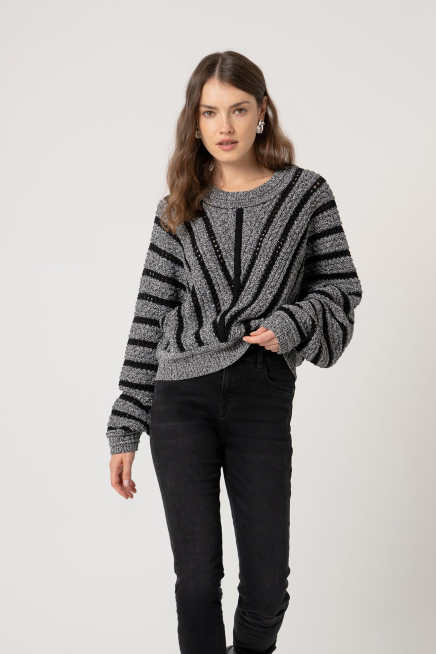 Lovjoi Damen vegan Pullover Elondra Schwarz Melange