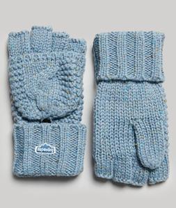 Superdry Gebreide Handschoenen met Kabelpatroon Lichtblauw