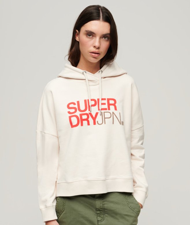 Superdry Sportwear Logo Boxy Hoodie Crème