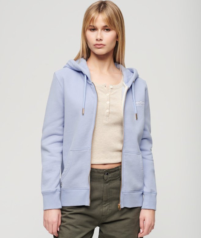 Superdry Essential Logo Hoodie met Rits Blauw