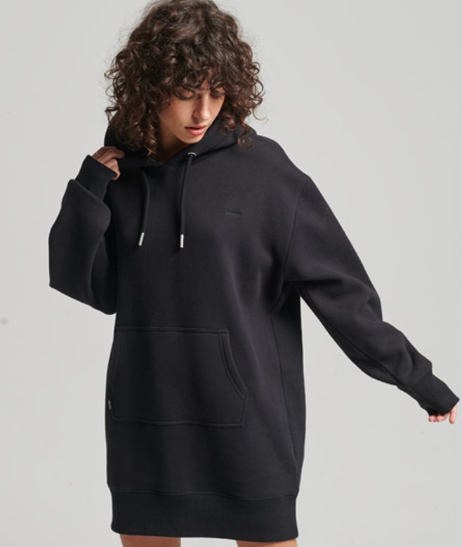 Superdry Vintage Logo Oversized Hoodiejurk met Borduursel Zwart