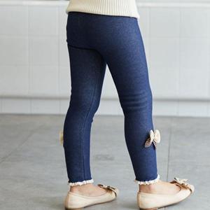 91340802MA8PFML34B Meisjesbroeken Dikke warme winter lente Jean Bow Bottom-legging Kinderbroeken Kinderbroeken 140cm
