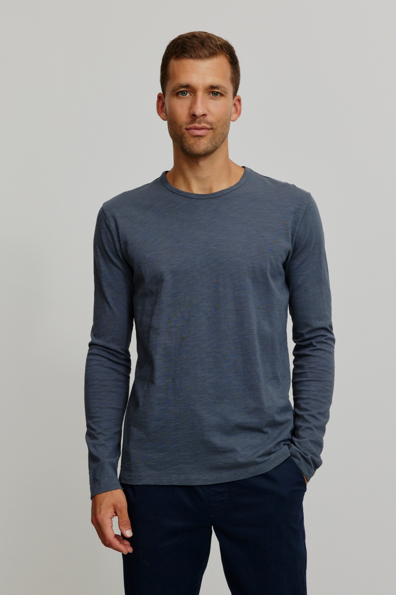 Recolution Herren vegan Longsleeve Maca Slub Taubenblau