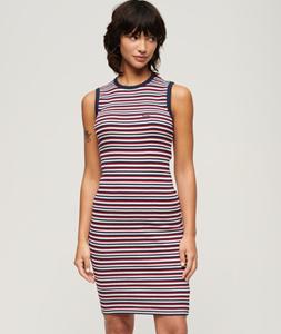 Superdry Geribde, Aansluitende Midi-jurk Blauw