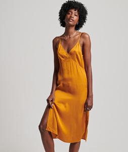 Superdry Satijnen Cami Midi-jurk Oranje