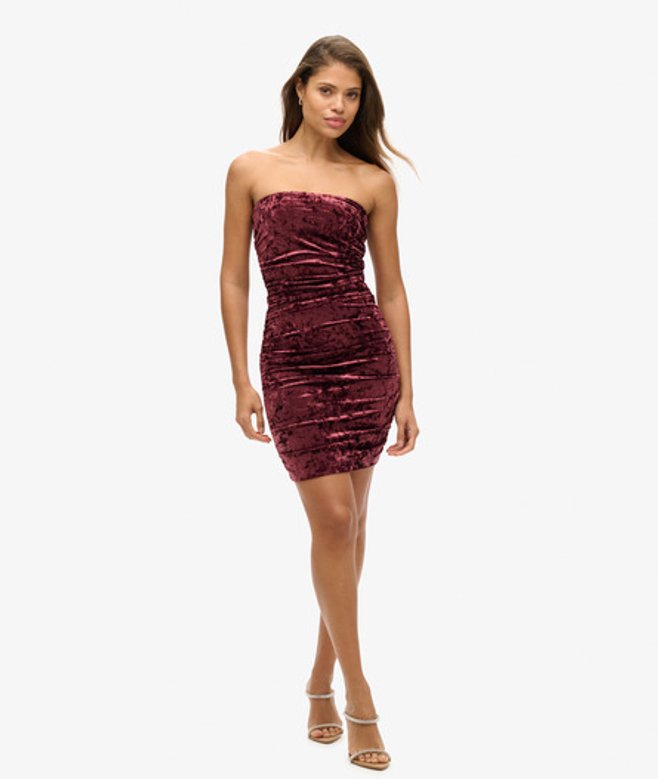 Superdry Fluwelen Bandeaumini-jurk Roze