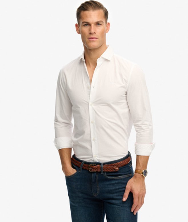 Superdry Klassiek Gesneden Overhemd Met Lange Mouwen White