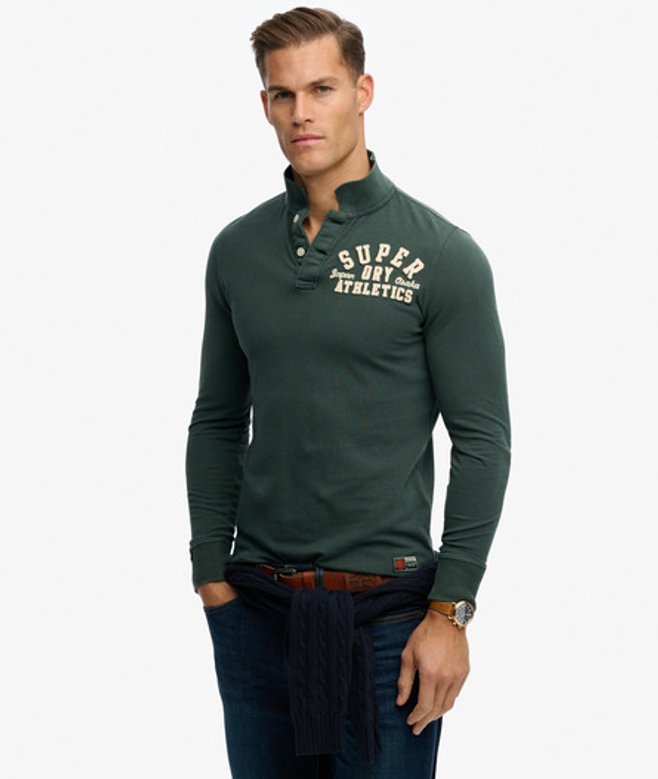 Superdry Vintage Athletic Polo met Lange Mouwen Green
