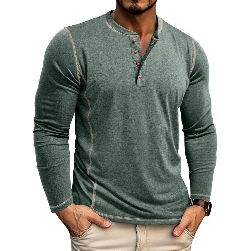 Phoca largha Henley T-shirt voor heren Casual lange mouw Lichtgewicht knoop pullover shirts Stretch basic T-shirts Tops Heren workout atletisch slim fit Henley shirts S groen