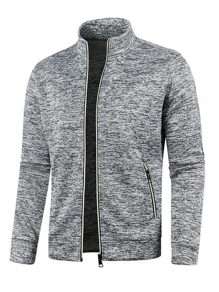 King Billion Herfst Winter Heren Rits Gebreide Lange Mouwen Dunne Kasjmier Mode Top Trui Jas S lichtgrijze kleur