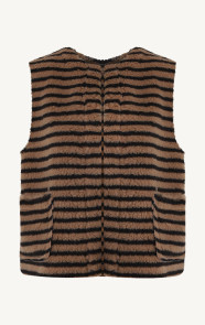Jurkjes Striped Teddy Gilet Tara Zwart Camel