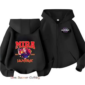MINISO Huntrix Meisjes hoodie met rits Kpop Demon Hunters Meisjes Herfst Jas met Capuchon Rits Herfst RUMI MIRA ZOEY DERPY pullover casual hoodie 140