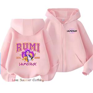 MINISO Huntrix Meisjes hoodie met rits Kpop Demon Hunters Meisjes Herfst Jas met Capuchon Rits Herfst RUMI MIRA ZOEY DERPY pullover casual hoodie 140