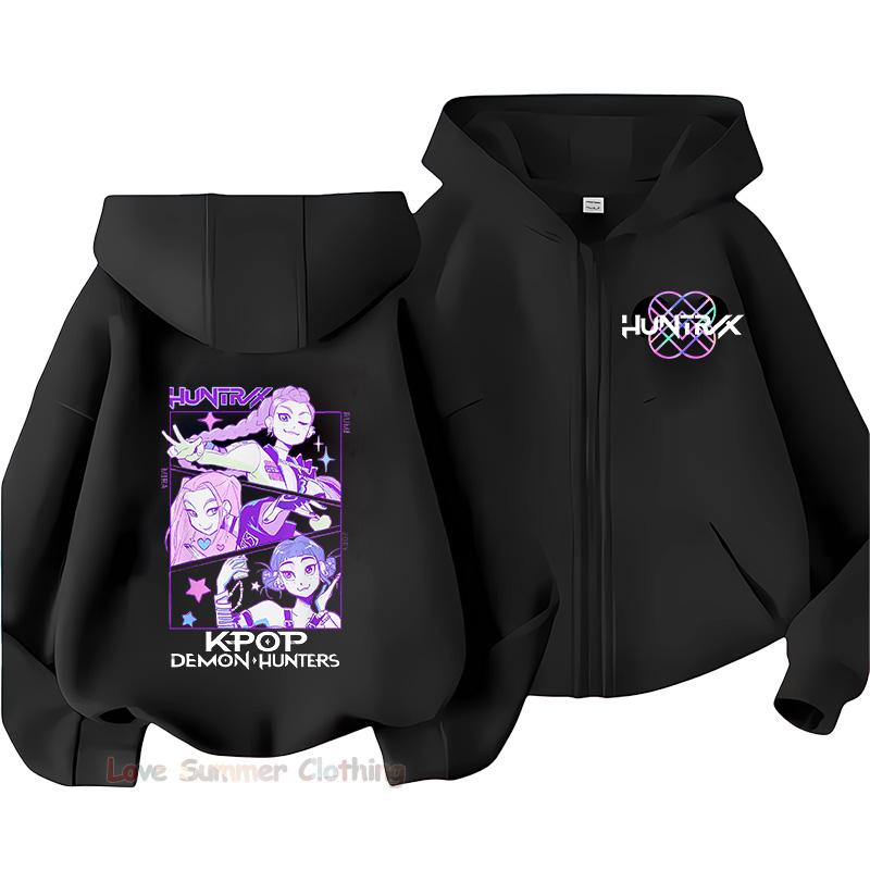 MINISO Huntrix Meisjes hoodie met rits Kpop Demon Hunters Meisjes Herfst Jas met Capuchon Rits Herfst RUMI MIRA ZOEY DERPY pullover casual hoodie 130