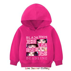 MINISO Kpop BP Jump 2025 Hoodie Roze Meisjes Band Kleding 4-14 Jaar Schattige Anime Grafische Trui Zomer Comfortabel Y2K Tops 160