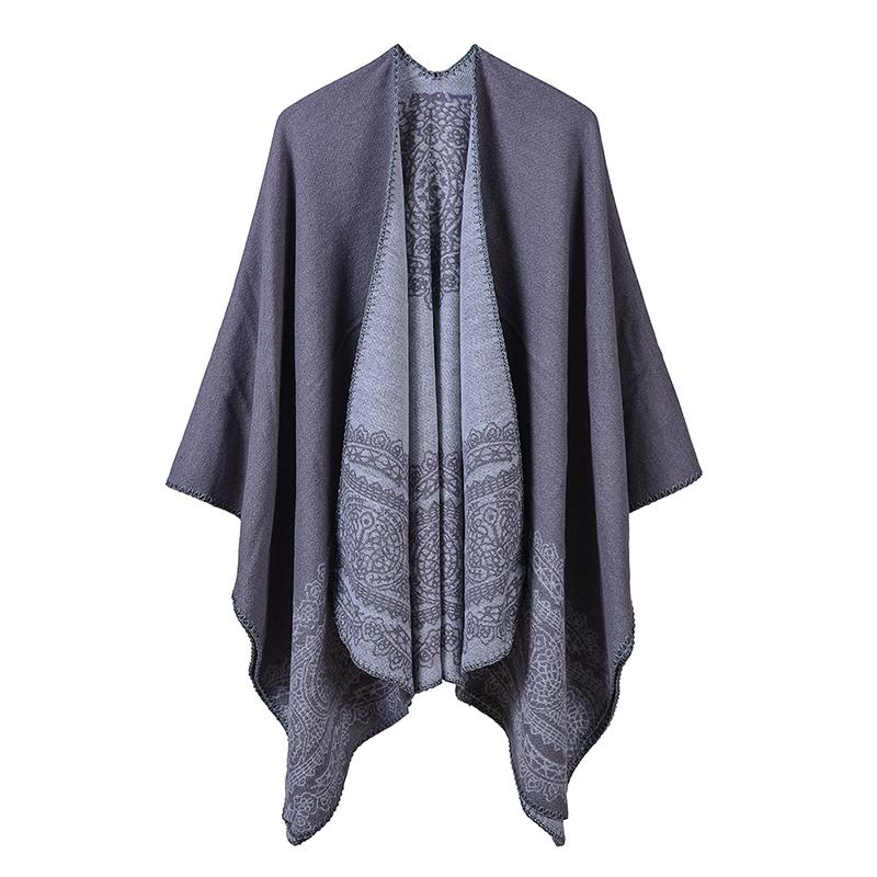 TOMTOP JMS Capispalla Ponchovest in vintage stijl met collo in pizzo en coppe in grijs