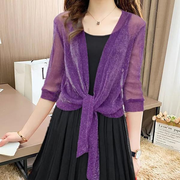 YUCH07 Dames zomer dunne kanten sjaal halve mouw zonbescherming kleding casual losse heldere zijde ademend vest XXL