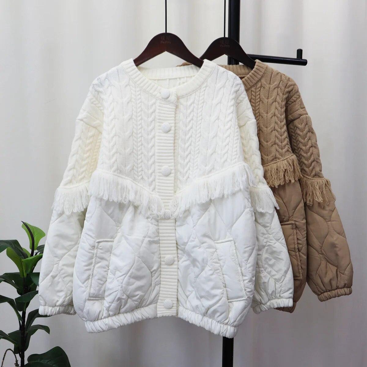 Boho berry Kwastje gesplitst gebreid vest herfst winter losse luie stijl dames trui jas jas One Size wit