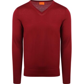 Suitable Sweater  Merino Pullover V-Hals Donkerrood