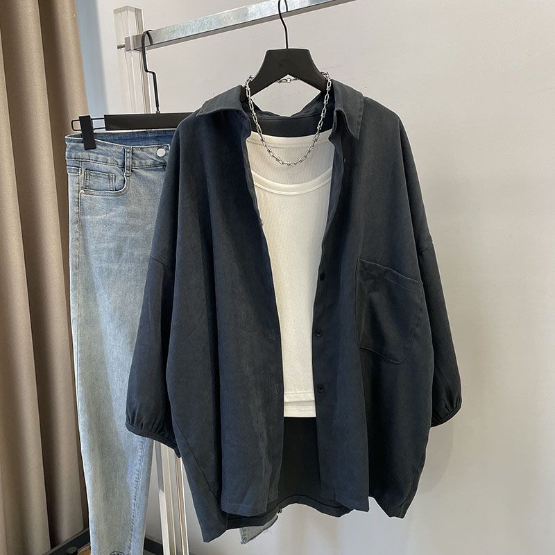 21top Losse en casual oversized cardigan voor dames, lente- en herfststijl in Hong Kong met grote maten en relaxte pasvorm XXXL marineblauwe kleur